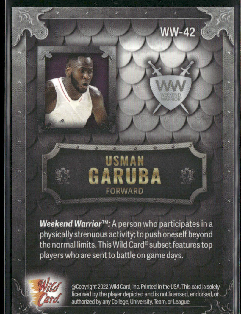 Usman Garuba 2022 Wild Card Matte Weekend Warrior Silver/White/Purple #WW-42