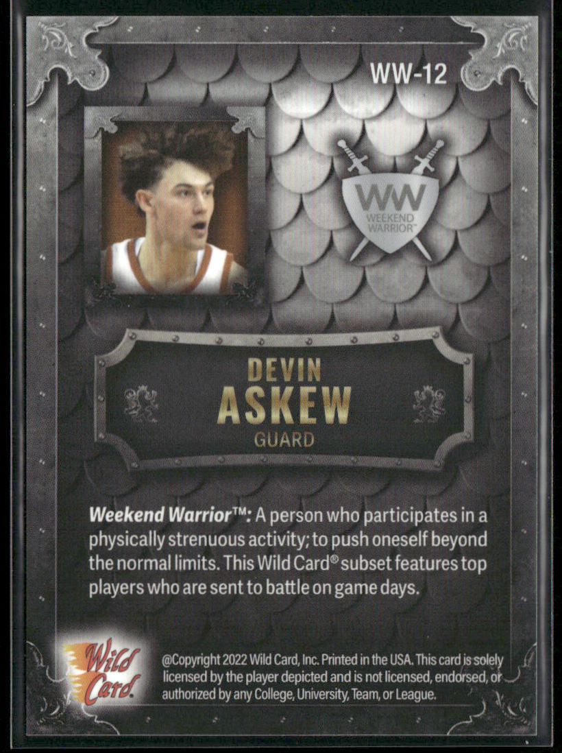 Devin Askew 2022 Wild Card Matte Weekend Warrior Silver/White/Orange #WW-12