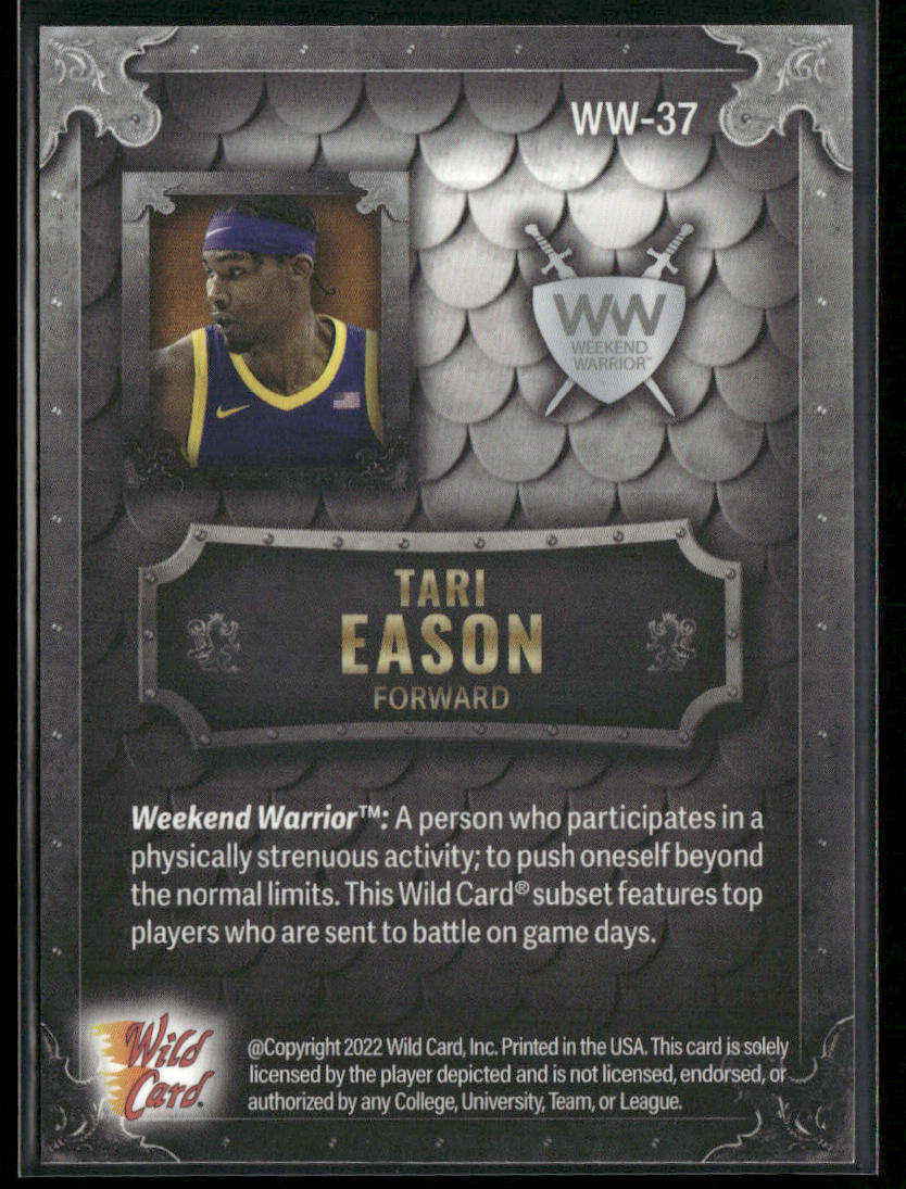 Tari Eason 2022 Wild Card Matte Weekend Warrior Silver/White/Orange #WW-37 back