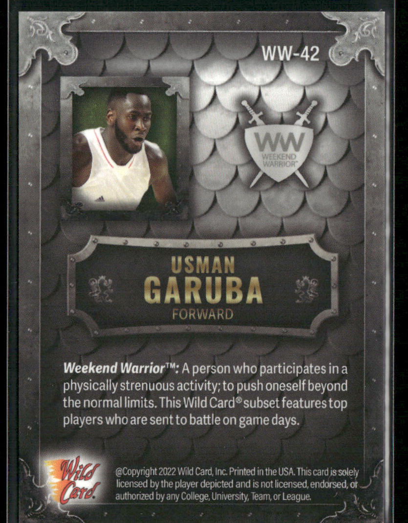 Usman Garuba 2022 Wild Card Matte Weekend Warrior Silver/White/Green #WW-42