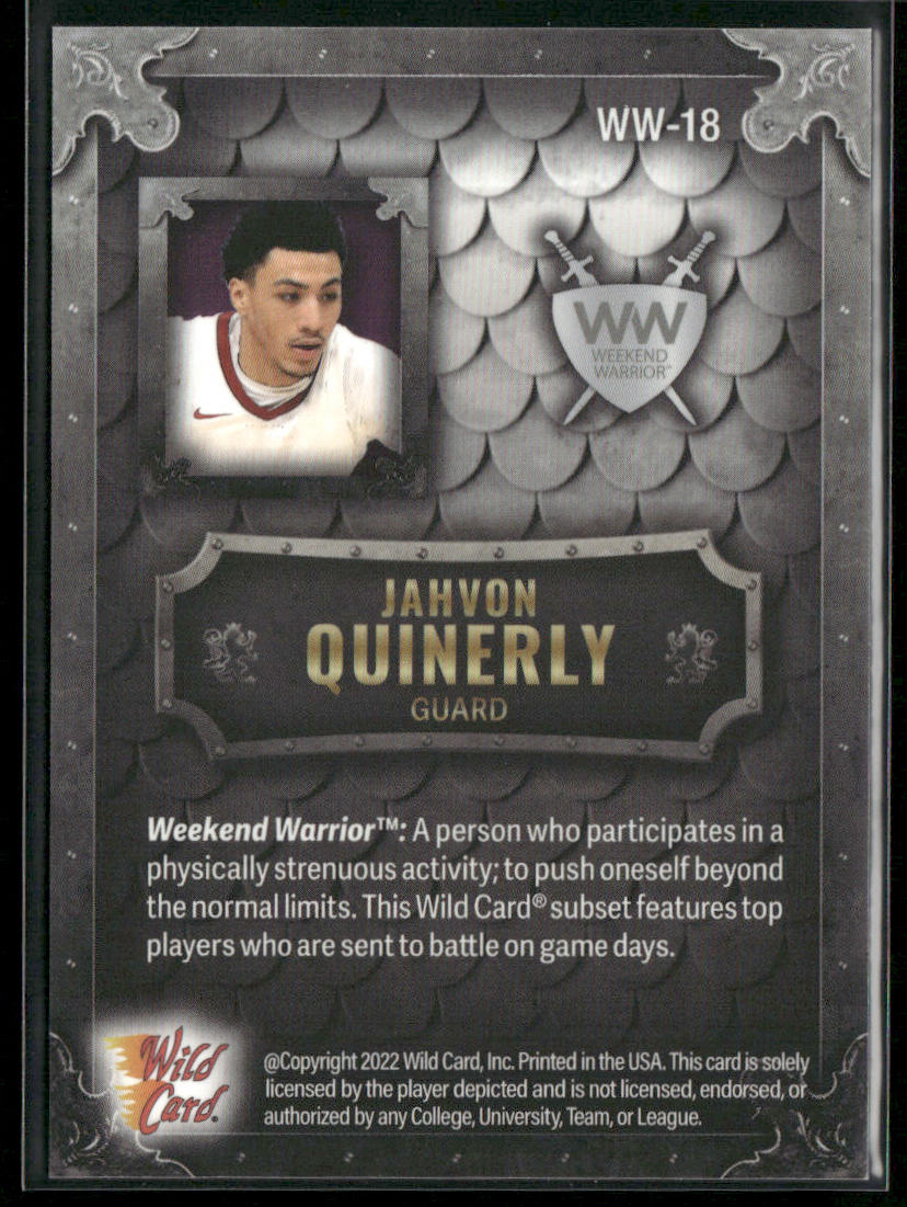 Jahvon Quinerly 2022 Wild Card Matte Weekend Warrior Silver/White/Purple #WW-18