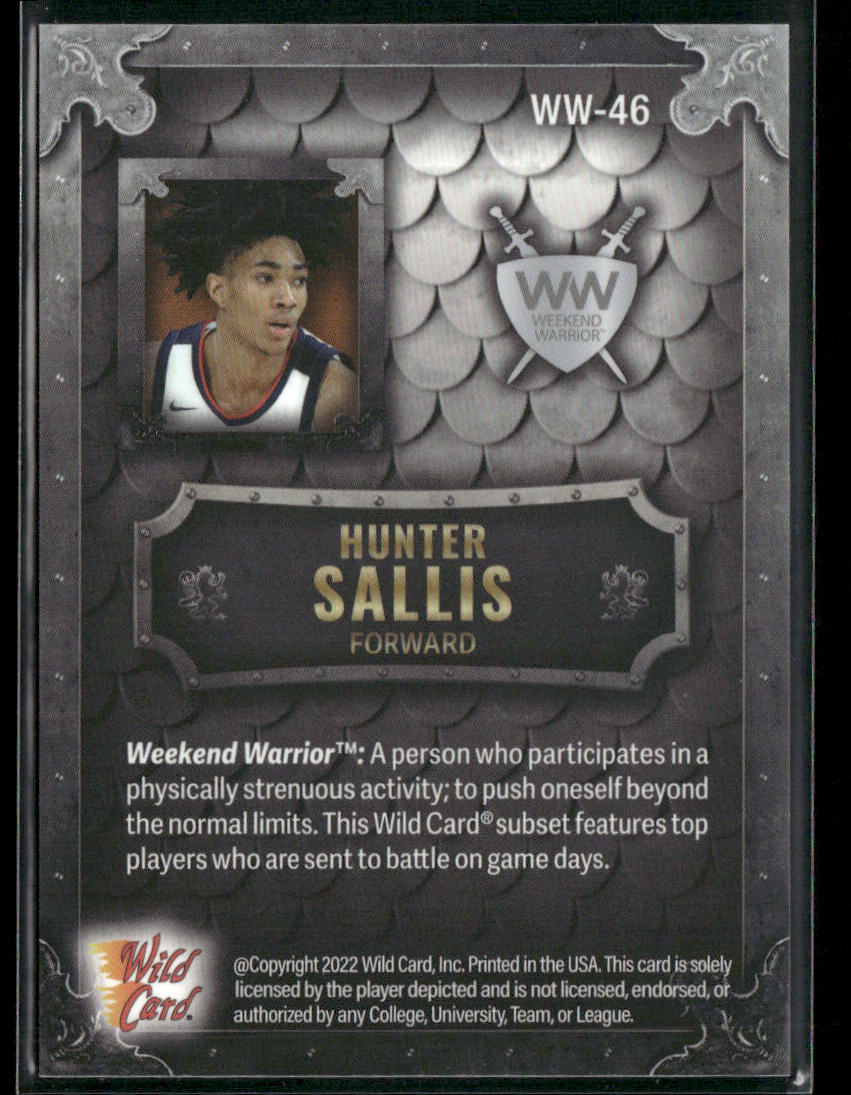 Hunter Sallis 2022 Wild Card Matte Weekend Warrior Silver/White/Orange #WW-46