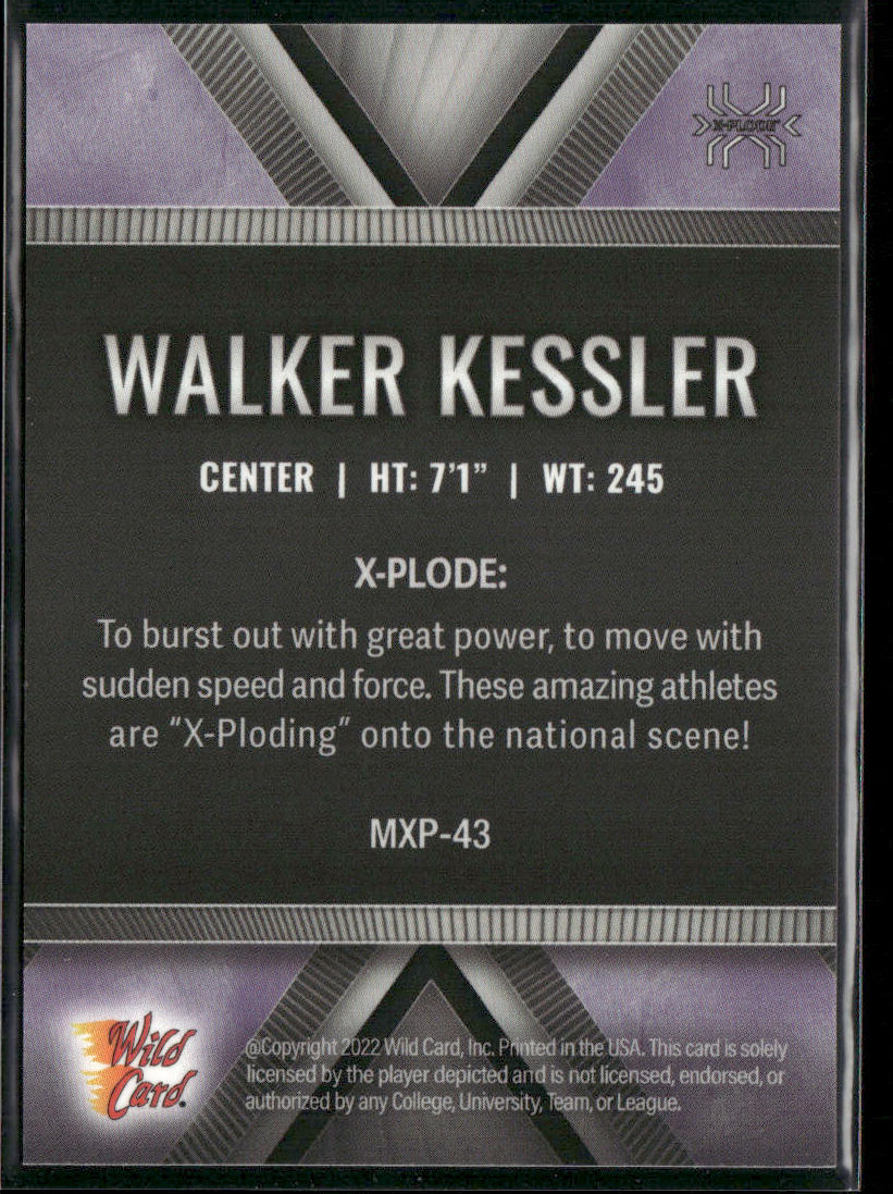 Walker Kessler 2022 Wild Card Matte X-Plode White/Purple X #MXP-43 back