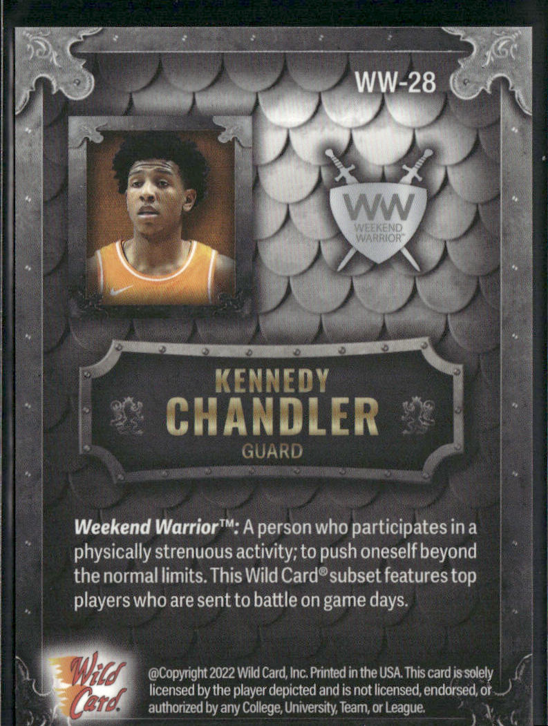 Kennedy Chandler 2022 Wild Card Matte Weekend Warrior Silver/White/Orange #WW-28