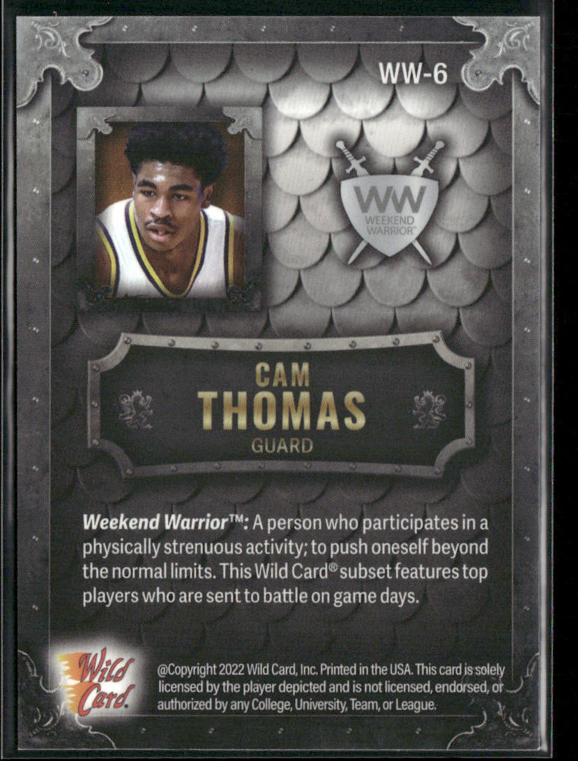 Cam Thomas 2022 Wild Card Matte Weekend Warrior Silver/White/Orange #WW-6