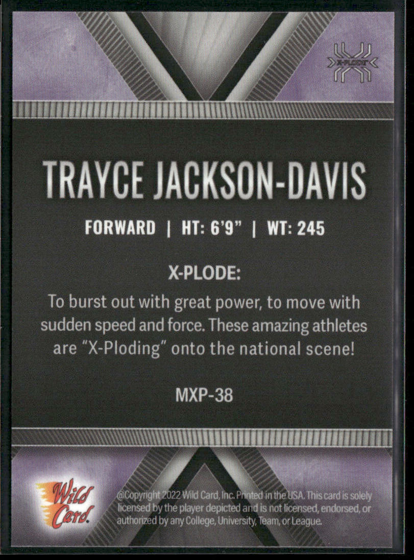 Trayce Jackson-Davis 2022 Wild Card Matte X-Plode White/Purple X #MXP-38 back