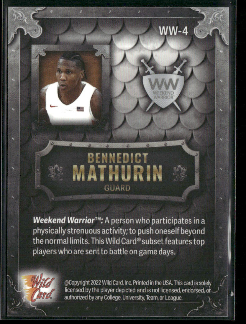 Bennedict Mathurin 2022 Wild Card Matte Weekend Warrior Silver/White/Orange