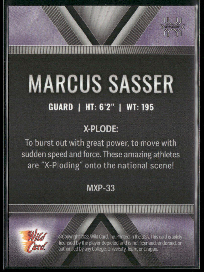 Marcus Sasser 2022 Wild Card Matte X-Plode White/Purple X #MXP-33