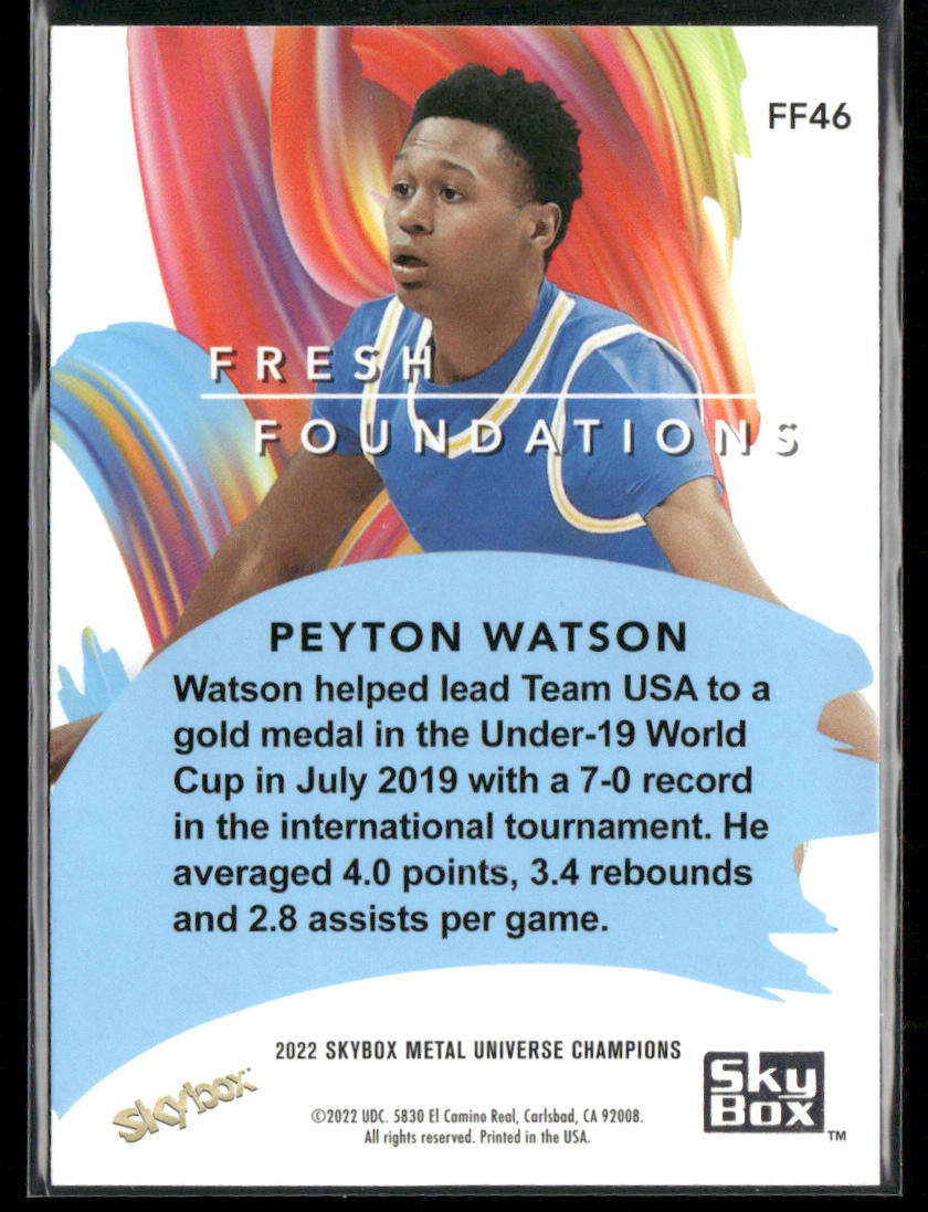 Peyton Watson 2022 SkyBox Metal Universe Champions Fresh Foundations Aqua #FF46