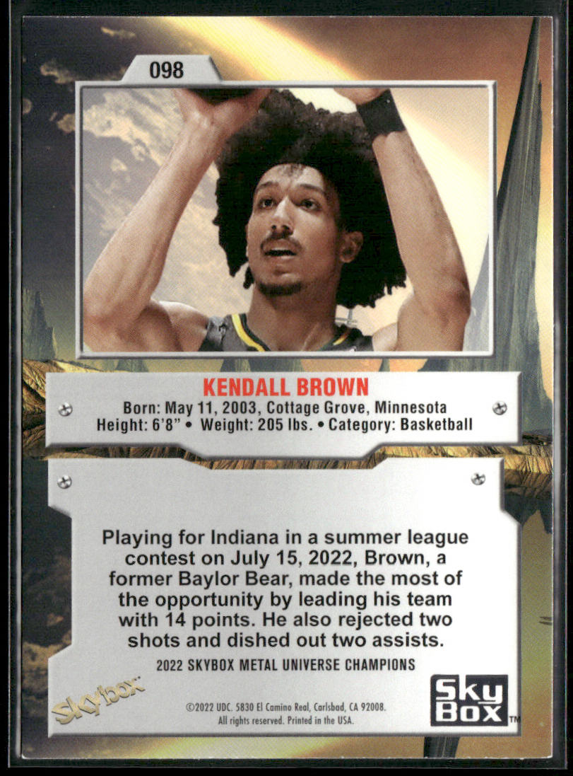 Kendall Brown 2022 SkyBox Metal Universe Champions #098 back