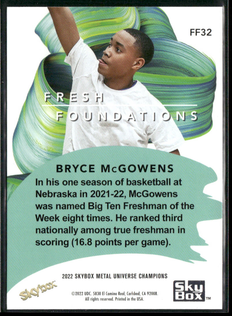 Bryce McGowens 2022 SkyBox Metal Universe Champions Fresh Foundations #FF32