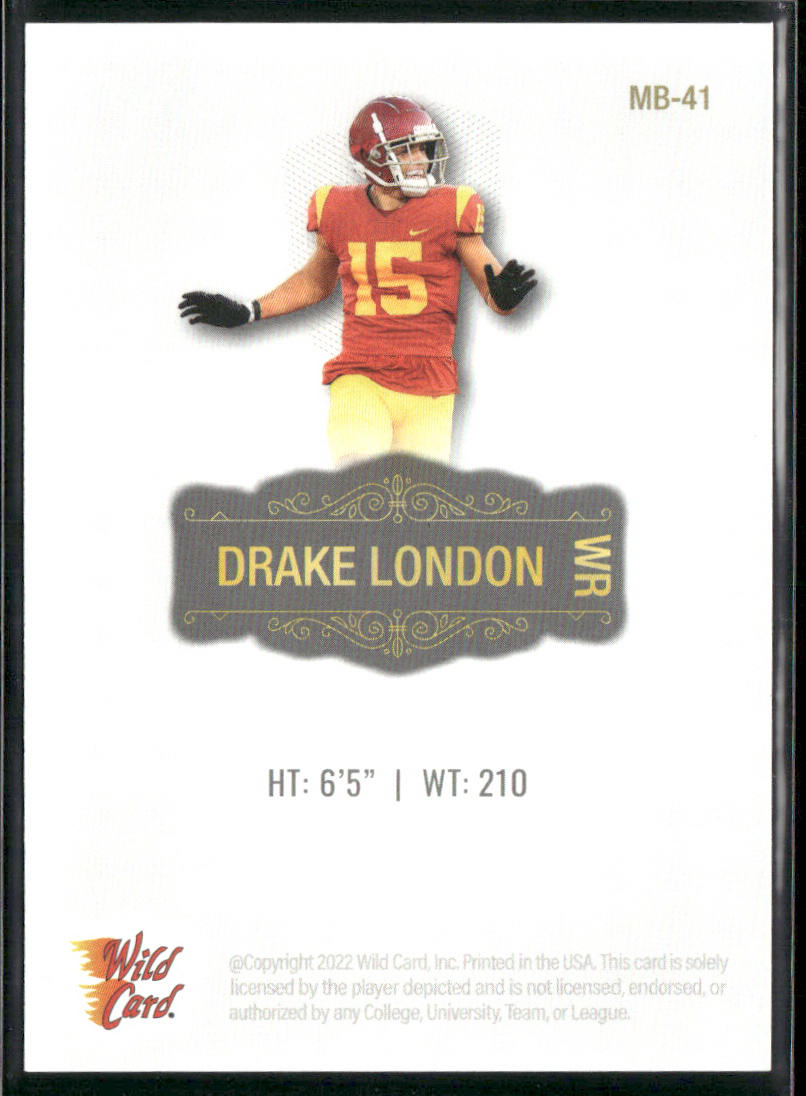 Drake London 2022 Wild Card Matte White #MB-41 USC Trojans