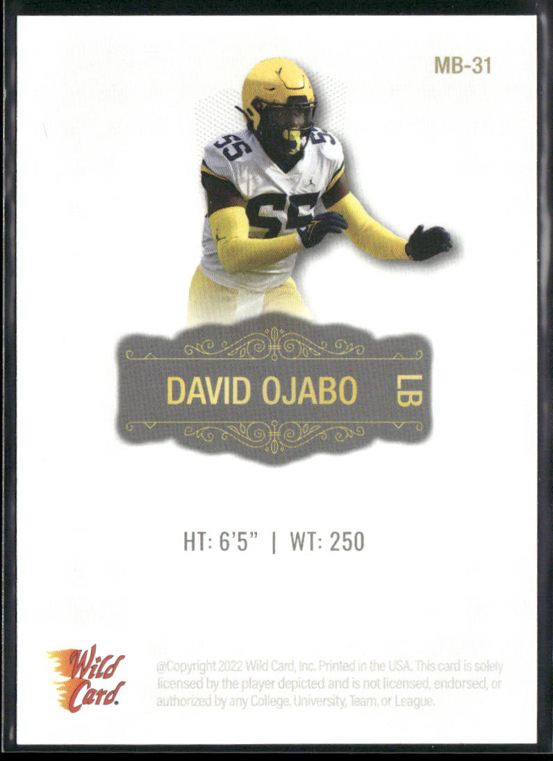 David Ojabo 2022 Wild Card Matte White #MB-31 Michigan Wolverines