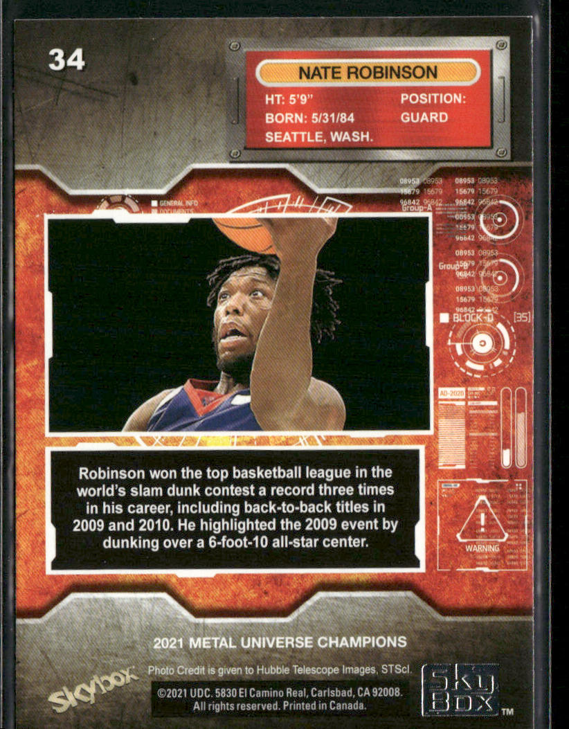 Nate Robinson 2021 SkyBox Metal Universe Champions #34