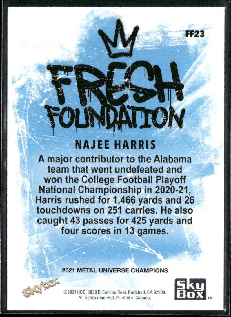 Najee Harris 2021 SkyBox Metal Universe Champions Fresh Foundation #FF23