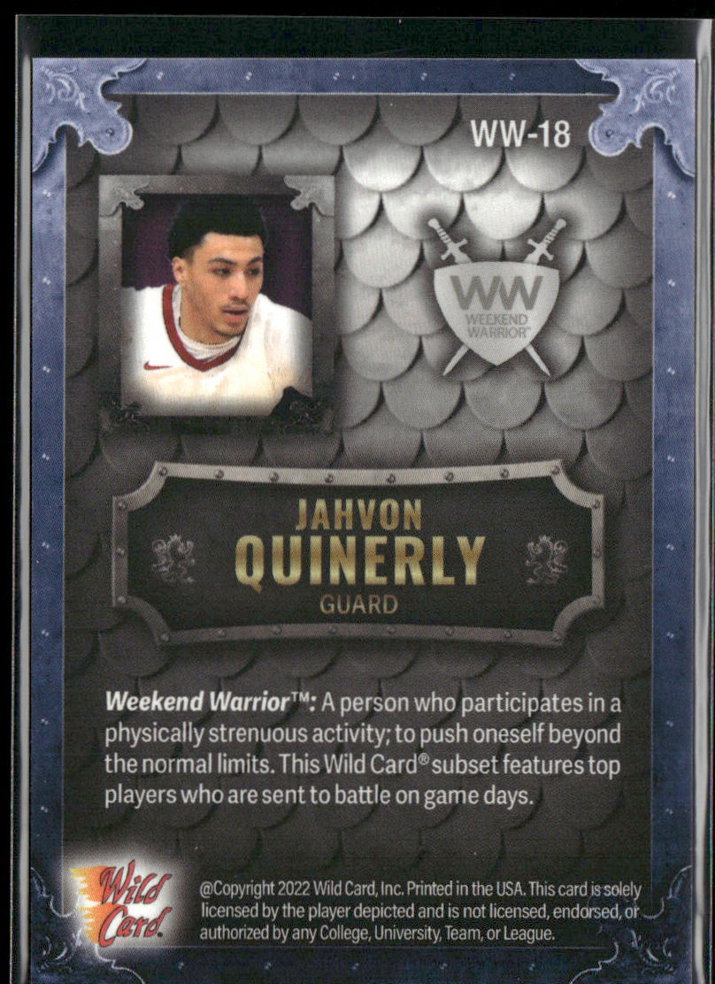 Jahvon Quinerly 2022 Wild Card Matte Weekend Warrior #WW-18 SN