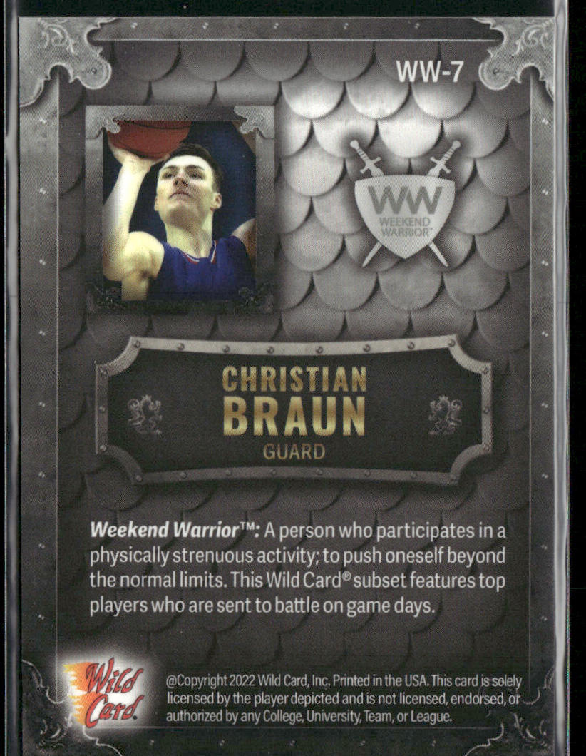 Christian Braun 2022 Wild Card Matte Weekend Warrior Silver/White/Blue #WW-7 SN