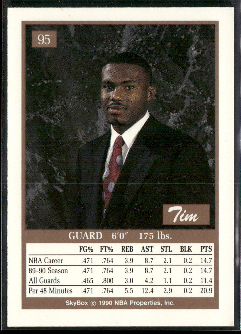 Tim Hardaway 1990-91 SkyBox #95 RC Golden State Warriors back
