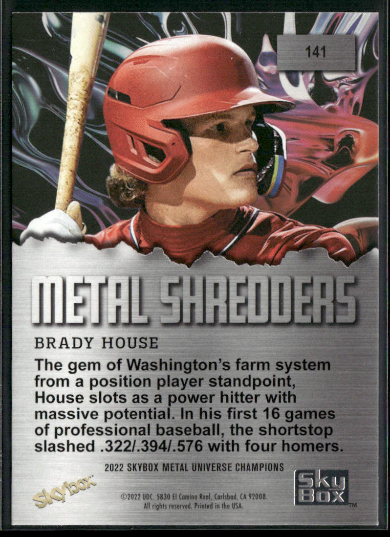 Brady House 2022 SkyBox Metal Universe Champions #141 back