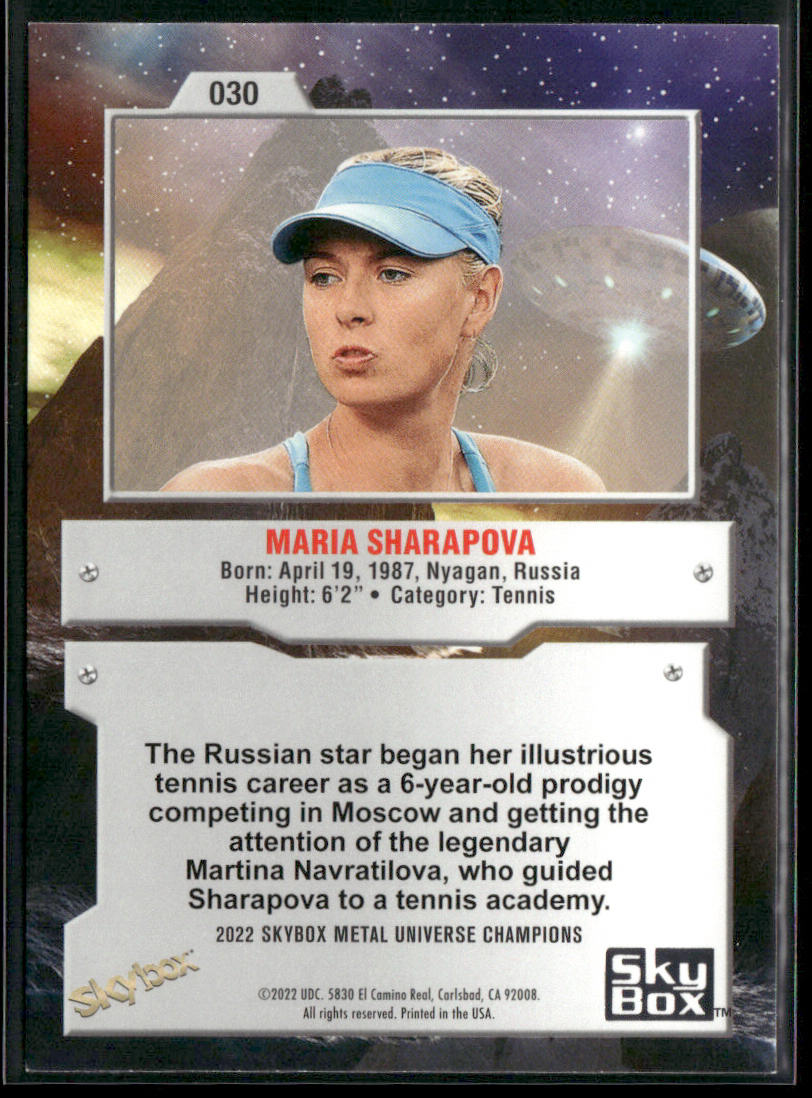 Maria Sharapova 2022 SkyBox Metal Universe Champions #030 back