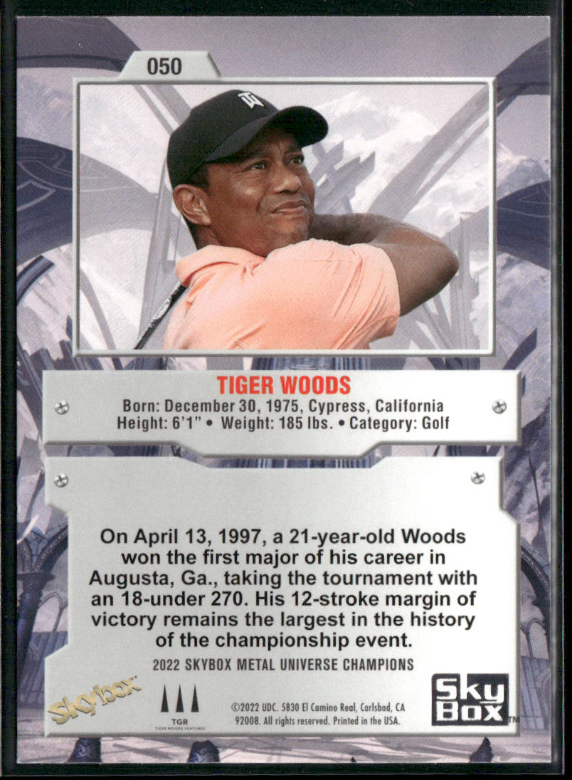 Tiger Woods 2022 SkyBox Metal Universe Champions #050 Sheffield United back