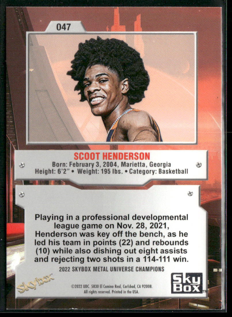 Scoot Henderson 2022 SkyBox Metal Universe Champions #047 Atlanta United