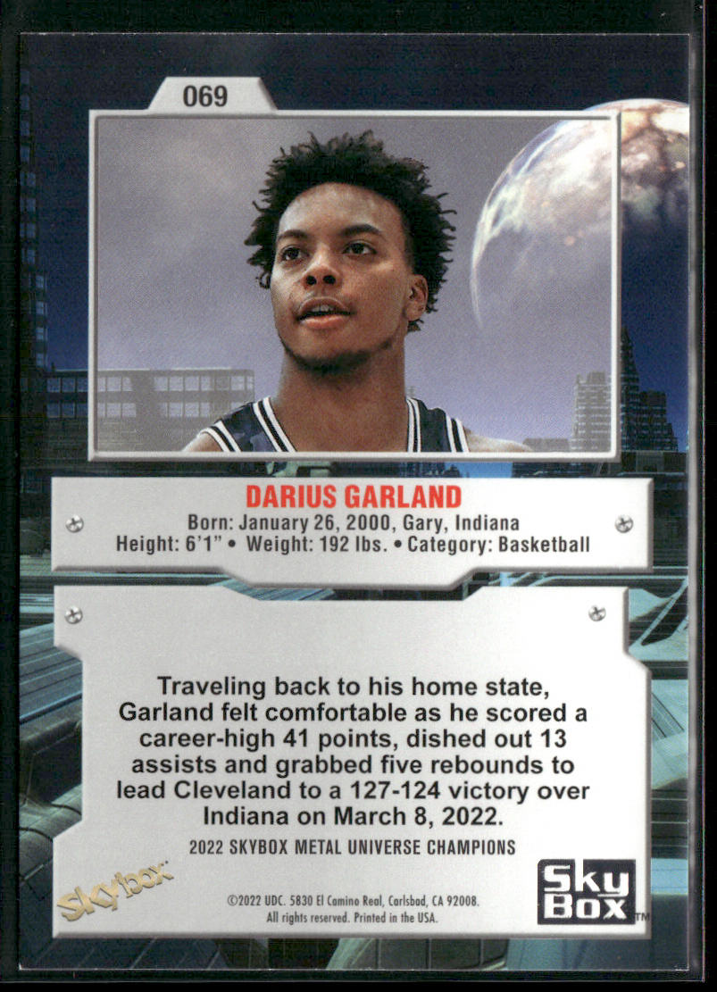 Darius Garland 2022 SkyBox Metal Universe Champions #069 back