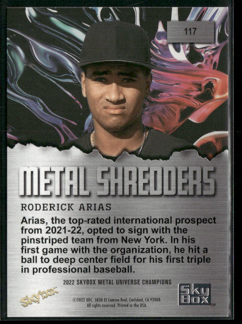 Roderick Arias 2022 SkyBox Metal Universe Champions #117 back