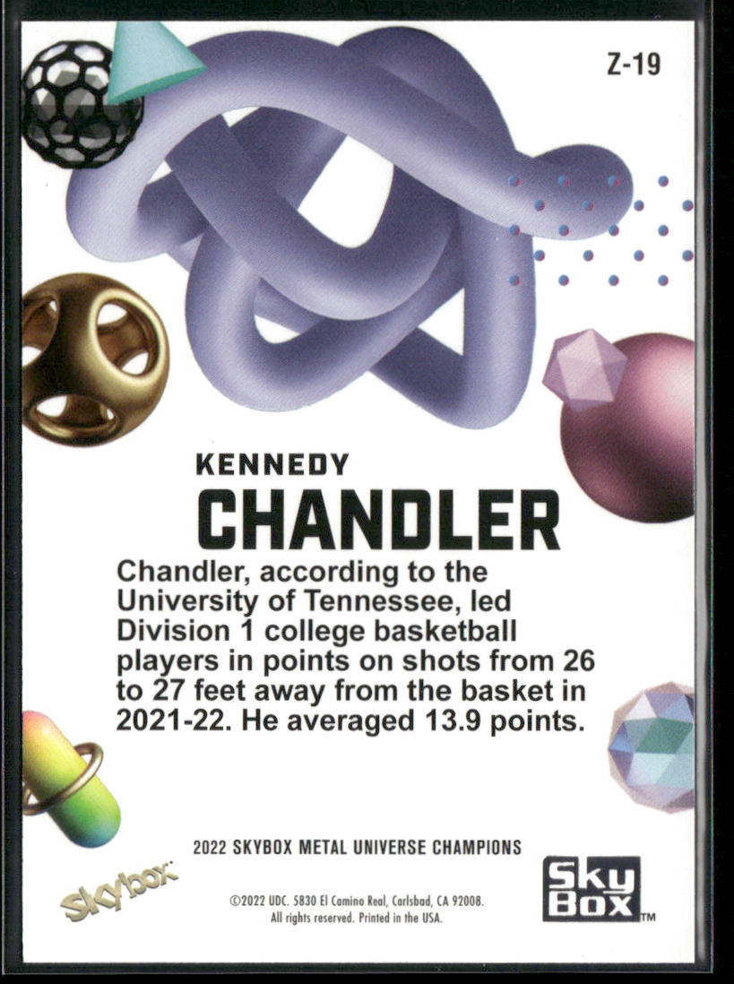 Kennedy Chandler 2022 SkyBox Metal Universe Champions Z-Force #Z-19 back