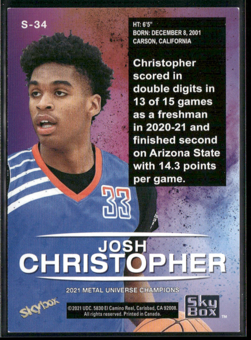 Josh Christopher 2021 SkyBox Metal Universe Champions Skybox Premium #S-34