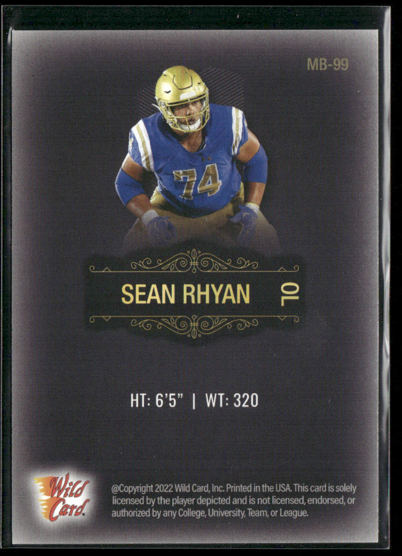 Sean Rhyan 2022 Wild Card Matte Black #MB-99 UCLA Bruins