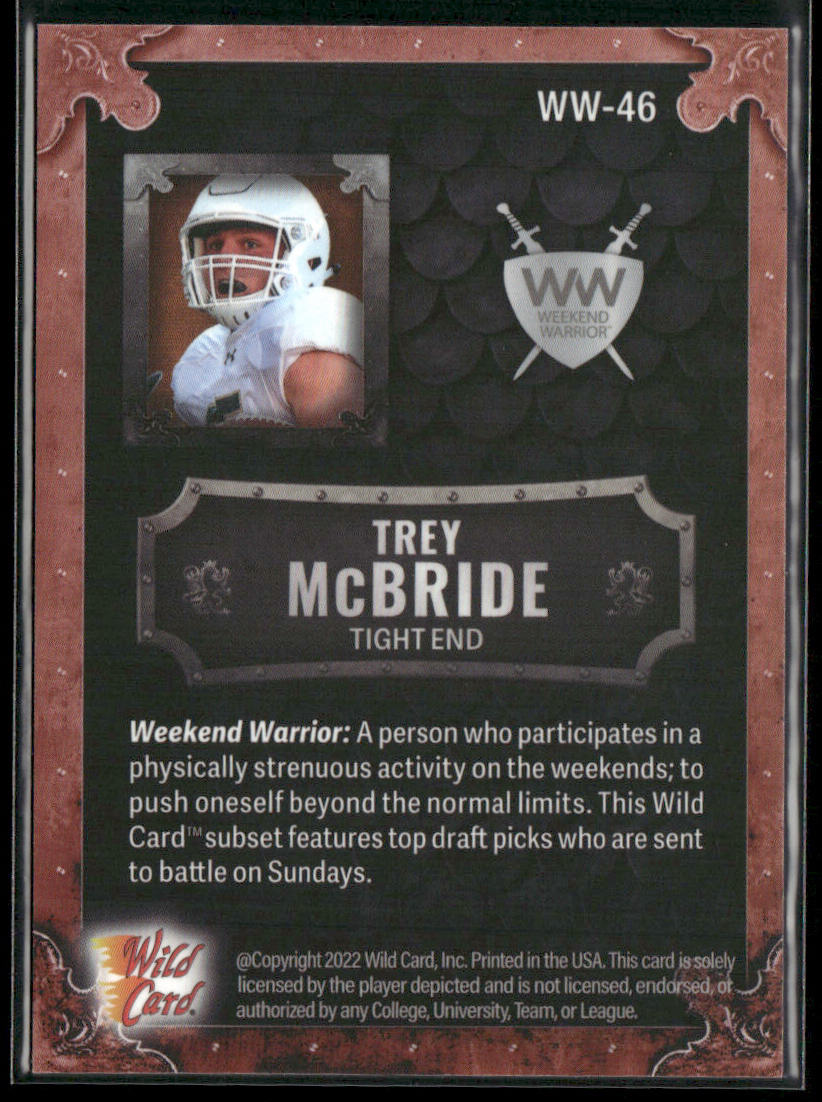 Trey McBride 2022 Wild Card Matte: Weekend Warrior Cobalt/Silver/Orange #WW-46