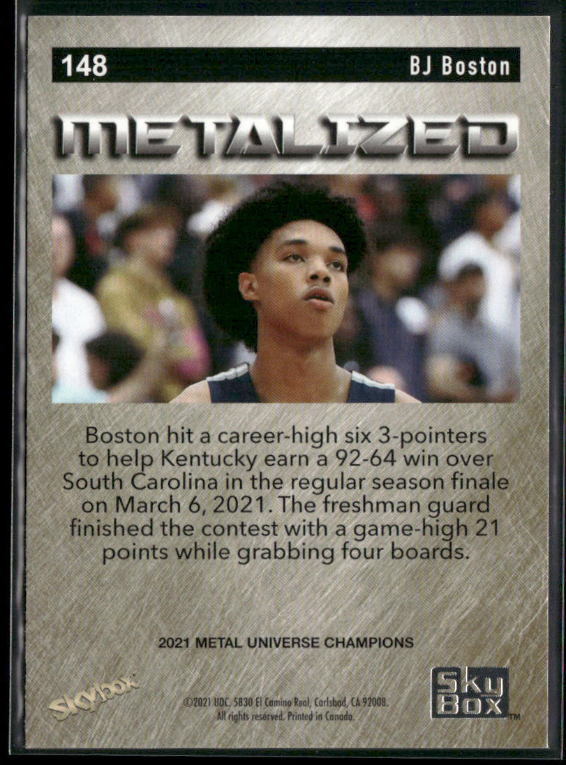 BJ Boston 2021 SkyBox Metal Universe Champions #148