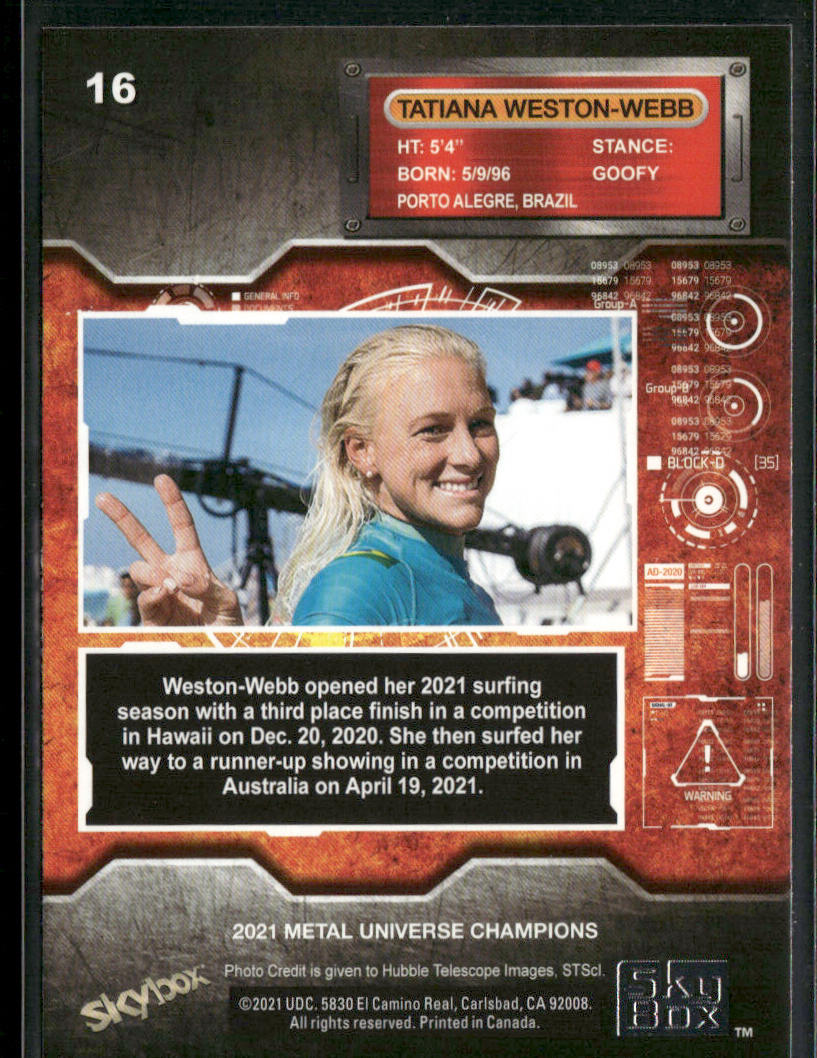 Tatiana Weston-Webb 2021 SkyBox Metal Universe Champions #16 back