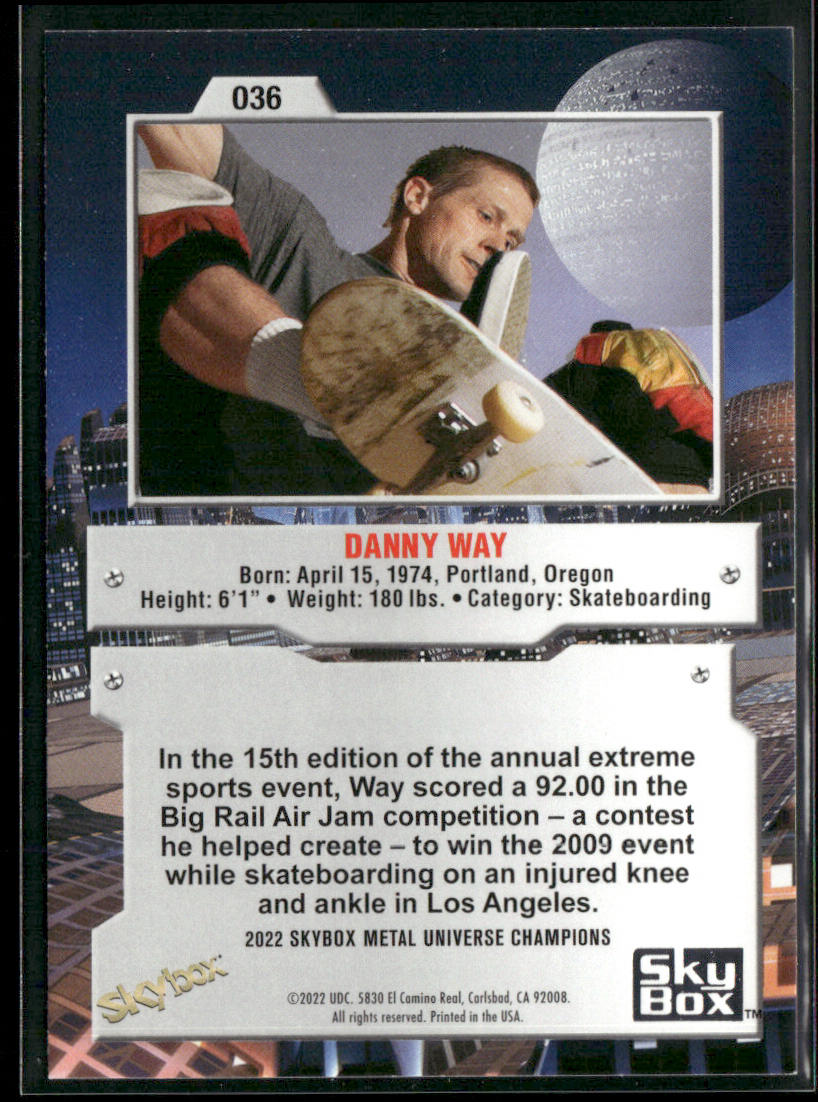 Danny Way 2022 SkyBox Metal Universe Champions #036 back