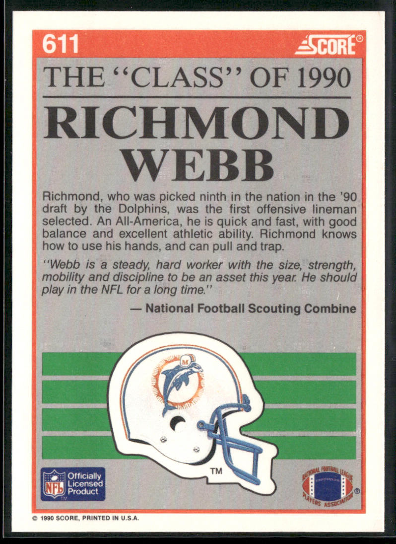 Richmond Webb 1990 Score #611 Miami Dolphins