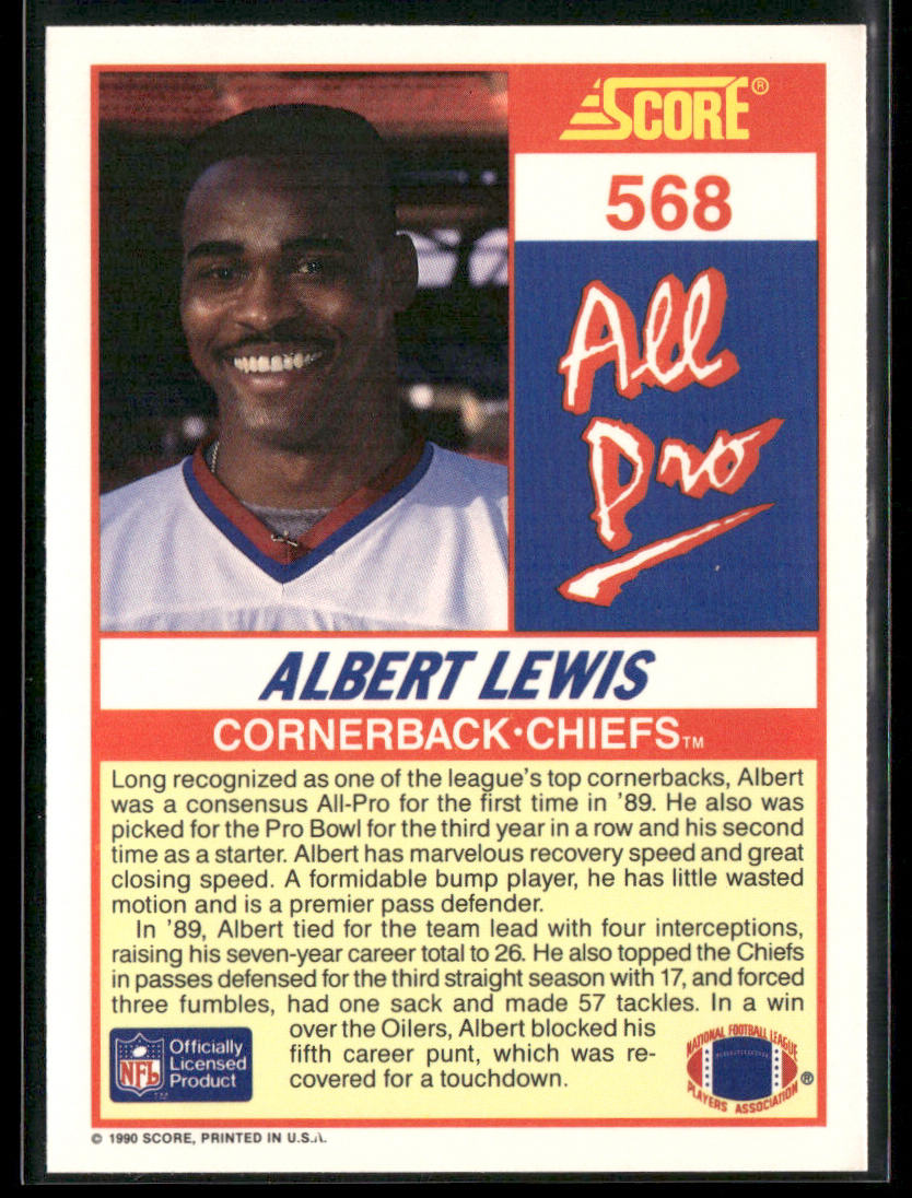 Albert Lewis 1990 Score #568 Kansas City Chiefs back