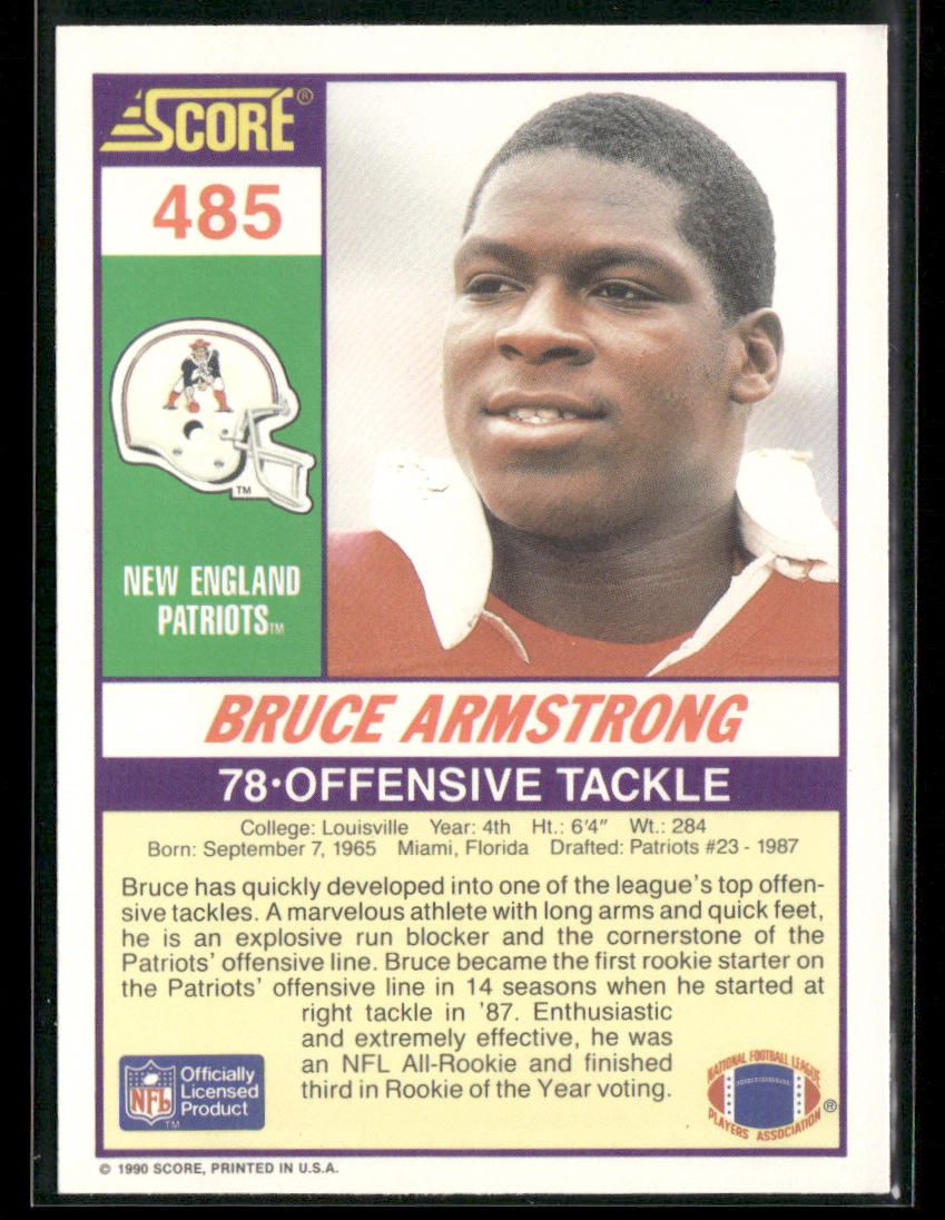 Bruce Armstrong 1990 Score #485 New England Patriots