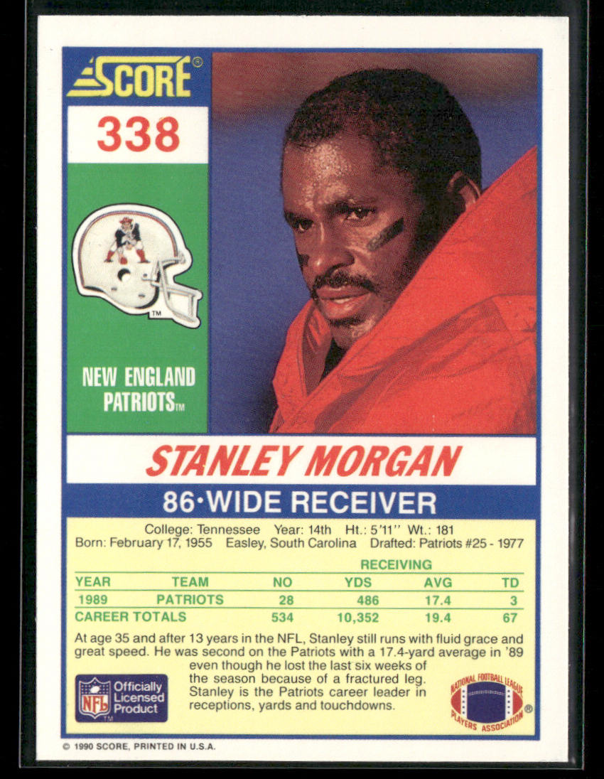 Stanley Morgan 1990 Score #338 New England Patriots back