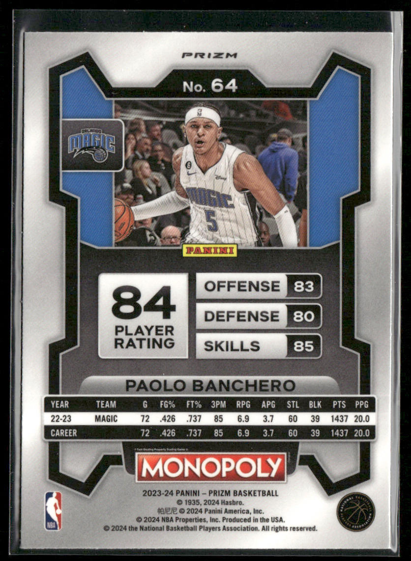 Paolo Banchero 2023-24 Panini Prizm Monopoly Purple #64 Orlando Magic