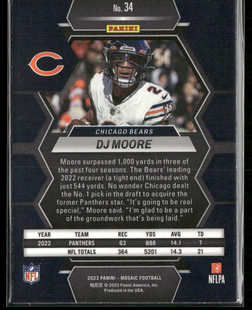 DJ Moore 2023 Panini Mosaic #34 Chicago Bears