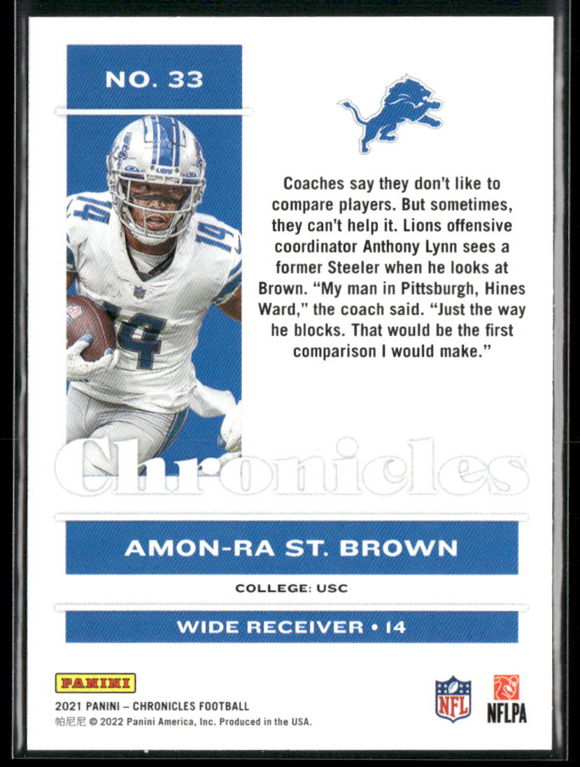 Amon-Ra St. Brown 2021 Panini Chronicles #33 RC Detroit Lions