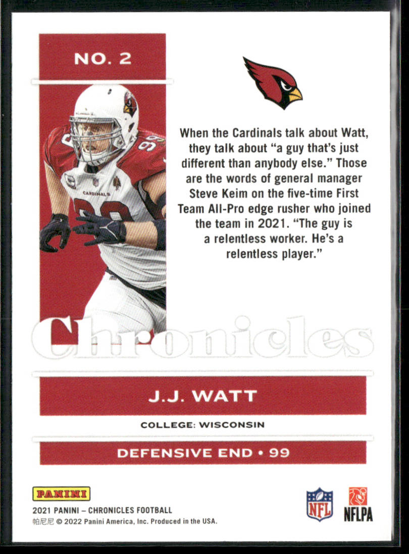 J.J. Watt 2021 Panini Chronicles #2 Arizona Cardinals