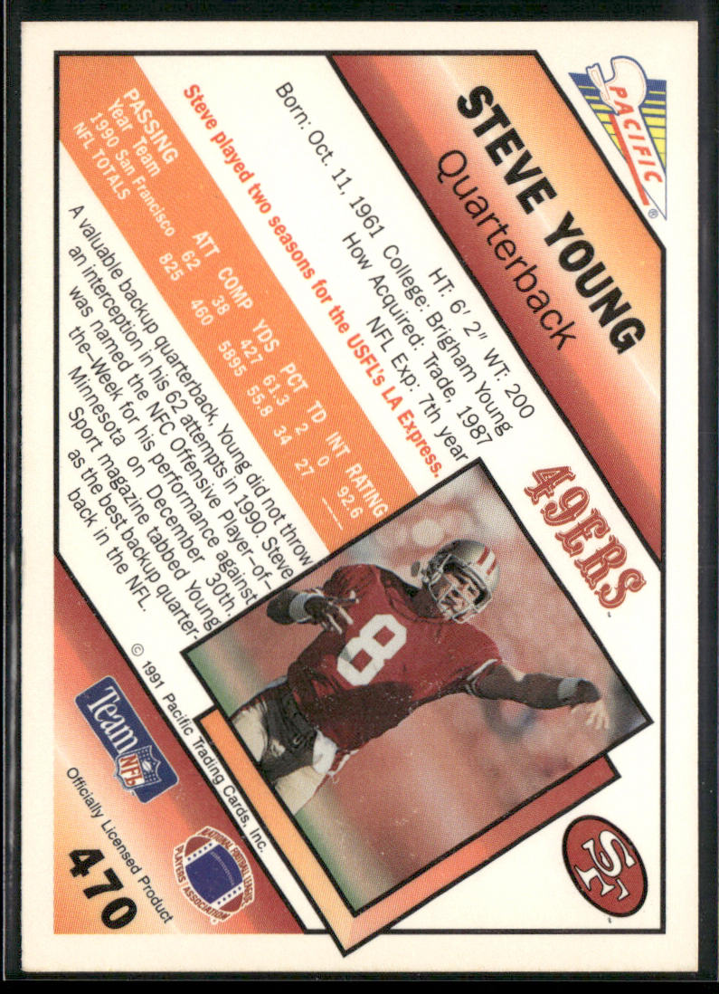 Steve Young 1991 Pacific #470 San Francisco 49ers back