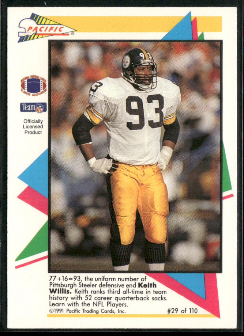 Keith Willis 1991 Pacific Flash Cards #29 Pittsburgh Steelers