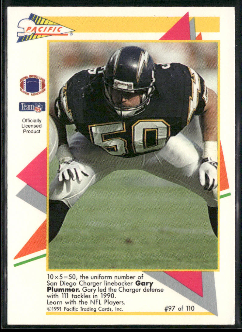 Gary Plummer 1991 Pacific Flash Cards #97 San Diego Chargers