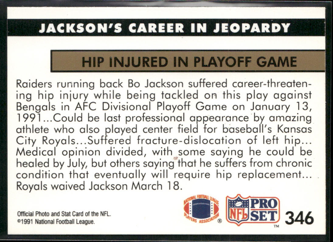 Jackson's Career in Jeopardy 1991 Pro Set #346 Los Angeles Raiders back