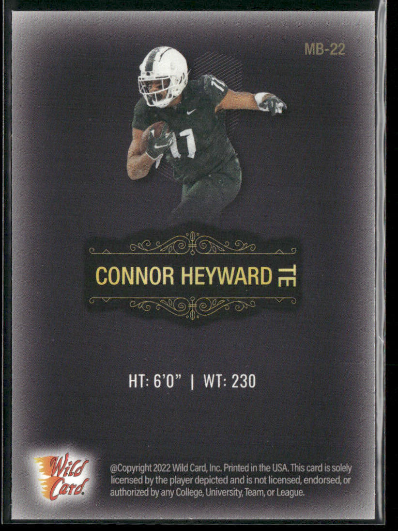 Connor Heyward 2022 Wild Card Matte Black #MB-22 Michigan State Spartans