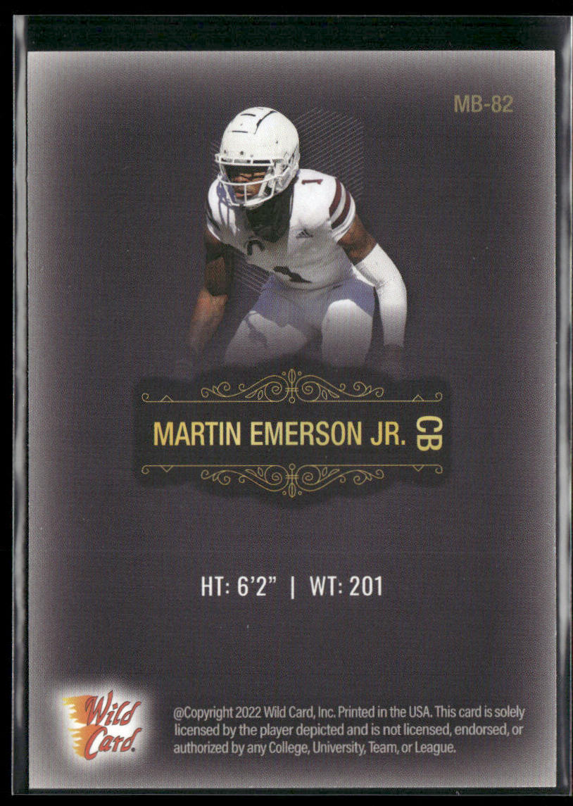Martin Emerson Jr. 2022 Wild Card Matte #MB-82 Mississippi State Bulldogs