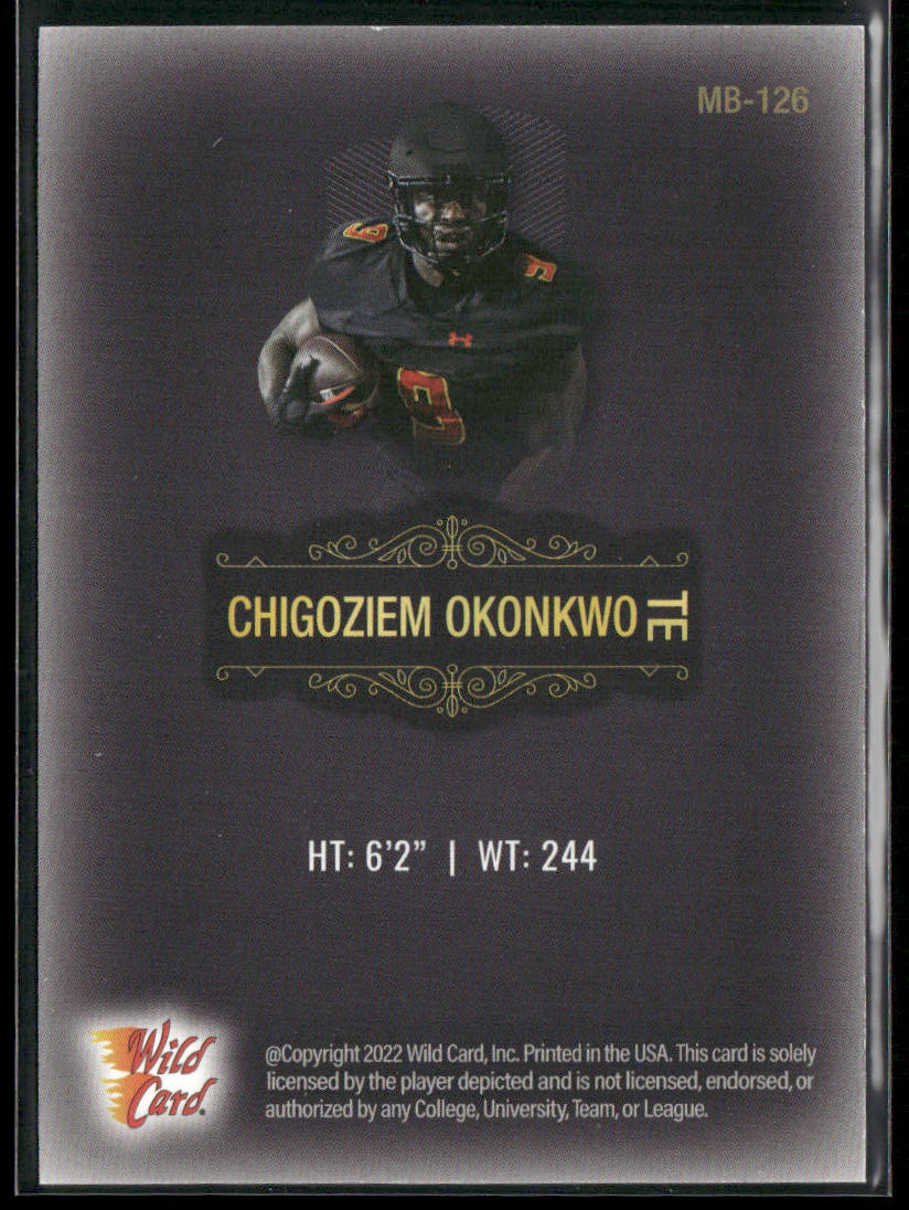 Chigoziem Okonkwo 2022 Wild Card Matte Black #MB-126 Maryland Terrapins back